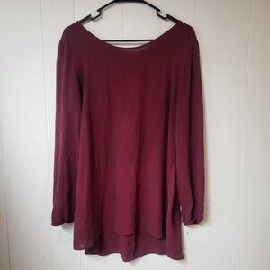 Maurices Women's Maroon Long Sleeve Scoop Neck Size M Blouse